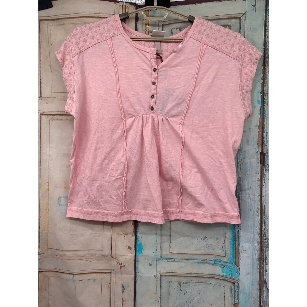 Knox Rose Womans XL Blouse PInk Cap Sleeve
